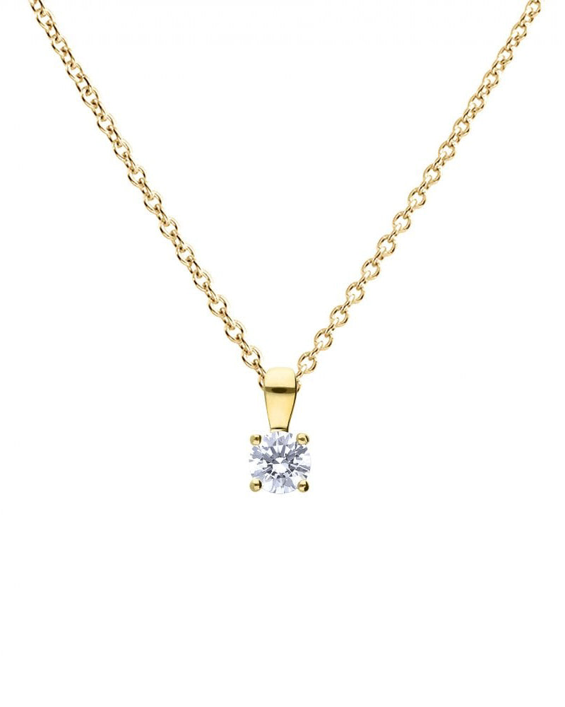 Diamonfire Gold Plated Cubic Zirconia 4 Claw Pendant - 0.50ct P5393