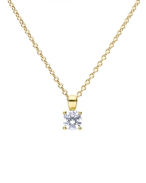 Diamonfire Gold Plated Cubic Zirconia 4 Claw Pendant - 0.75ct P5394