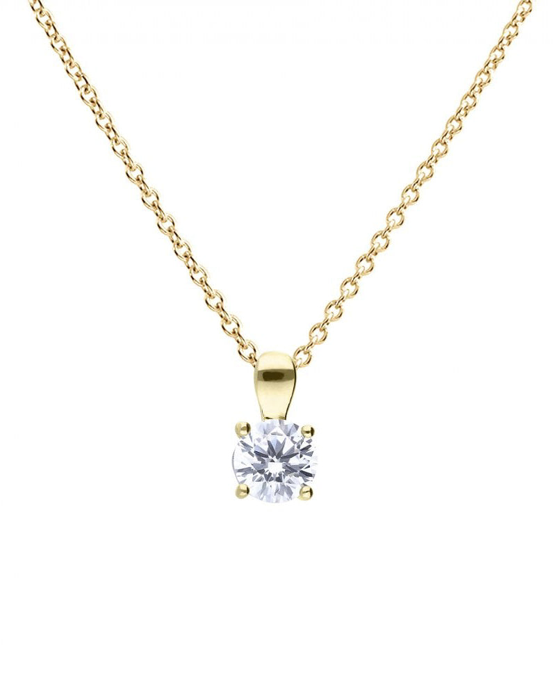 Diamonfire Gold Plated Cubic Zirconia 4 Claw Pendant - 1.00ct P5395