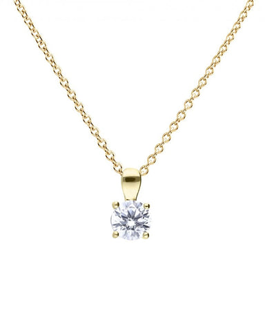 Diamonfire Gold Plated Cubic Zirconia 4 Claw Pendant - 1.00ct P5395