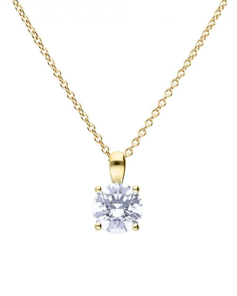 Diamonfire Gold Plated Cubic Zirconia 4 Claw Pendant - 2.00ct P5396