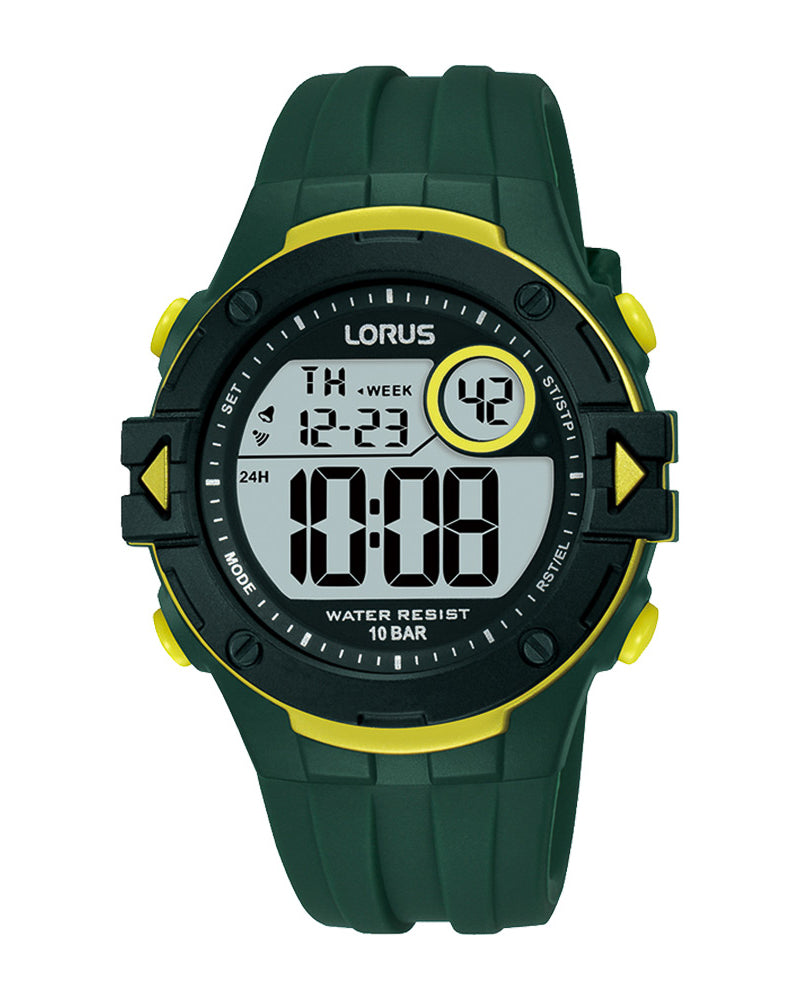 Lorus Green Silicone Digital Watch R2327PX9