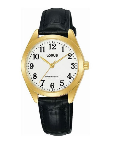 Lorus Classic Gold Plated Ladies Leather Strap Watch RG238TX5