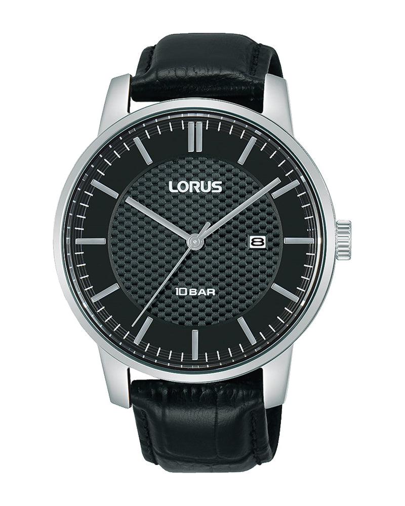 Lorus Black Dial Gents Leather Strap Watch RH981NX9