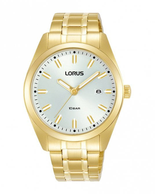 Lorus White Dial Gold Plated Gents Watch RH982PX9