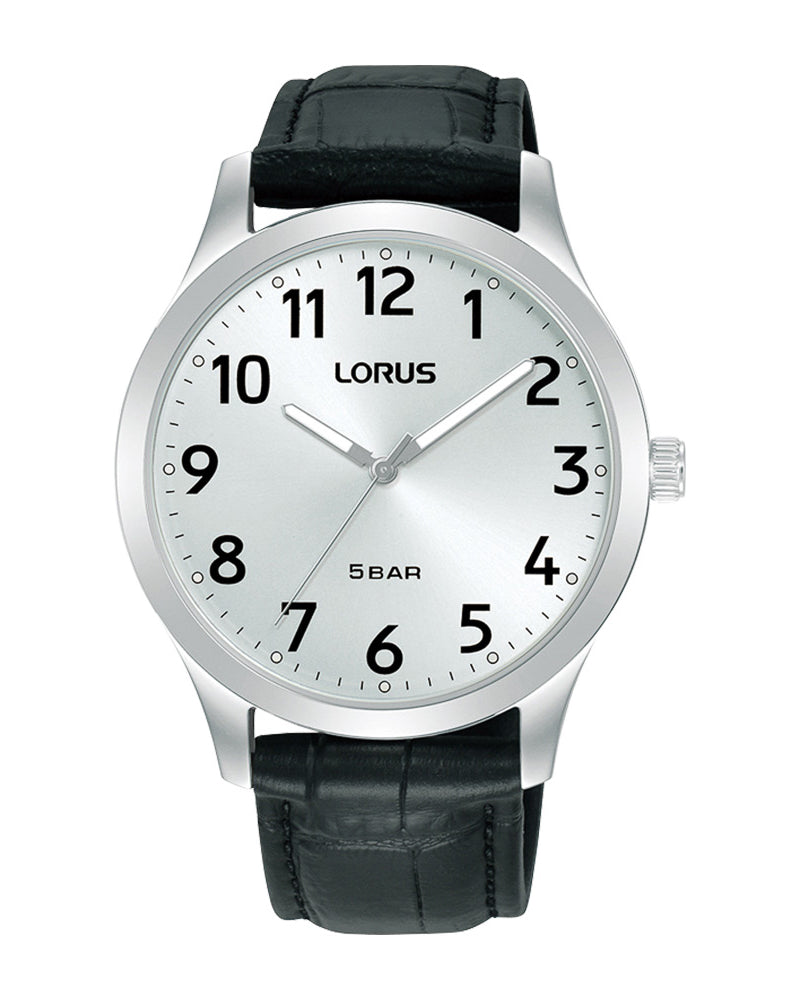 Lorus White Dial Gents Leather Strap Watch RRX07JX9