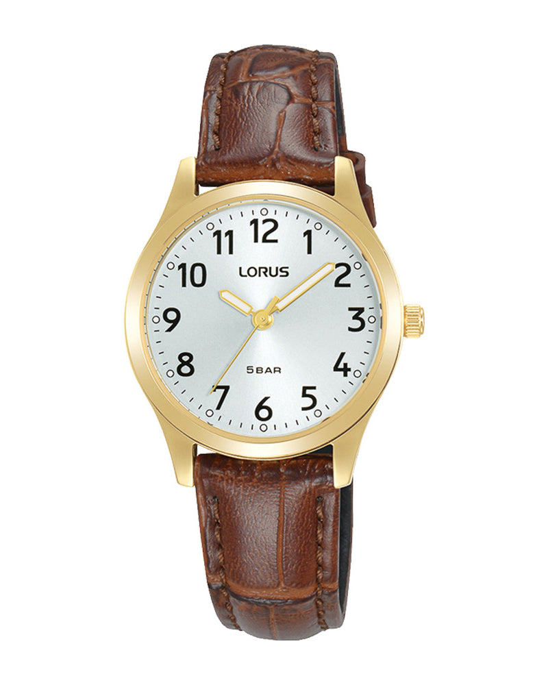 Lorus Gold Plated Ladies Leather Strap Watch RRX20JX9