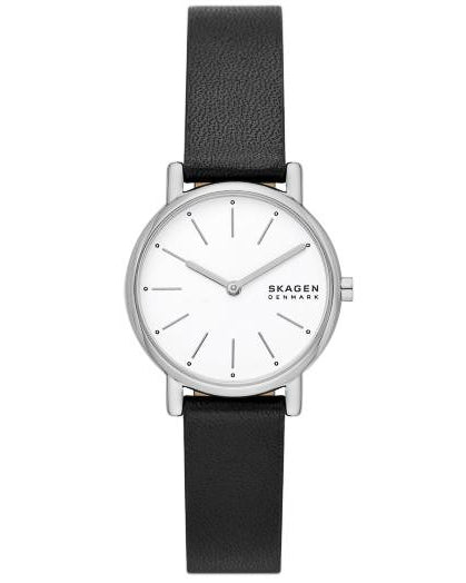 Skagen Signatur Two-Hand Black Leather Watch SKW3120