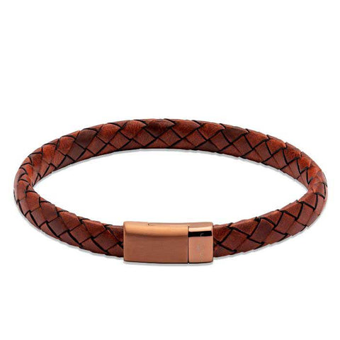 Unique & Co Lido Cognac Orange Brown Leather Bracelet