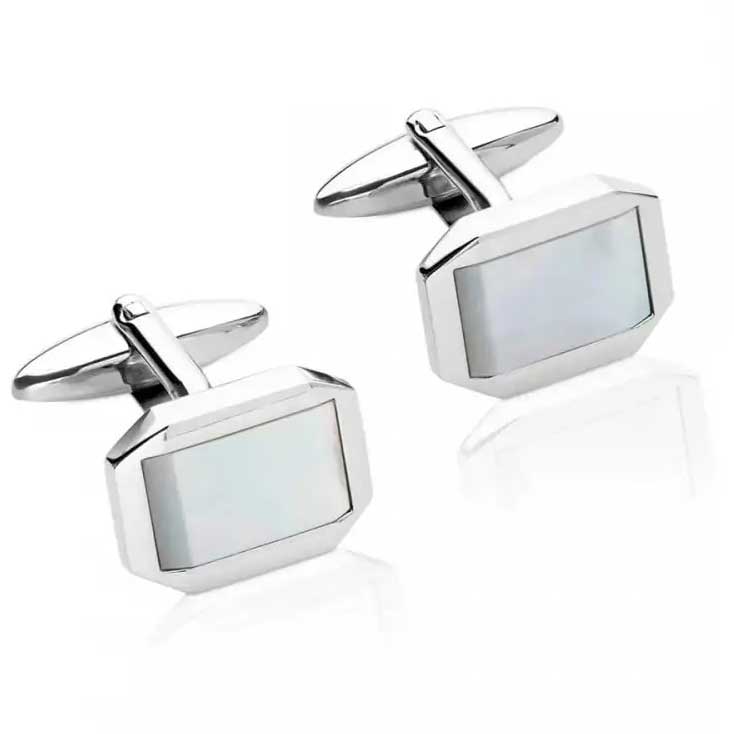 Unique & Co Men's Mother of Pearl Stainless Steel Framed Cufflinks