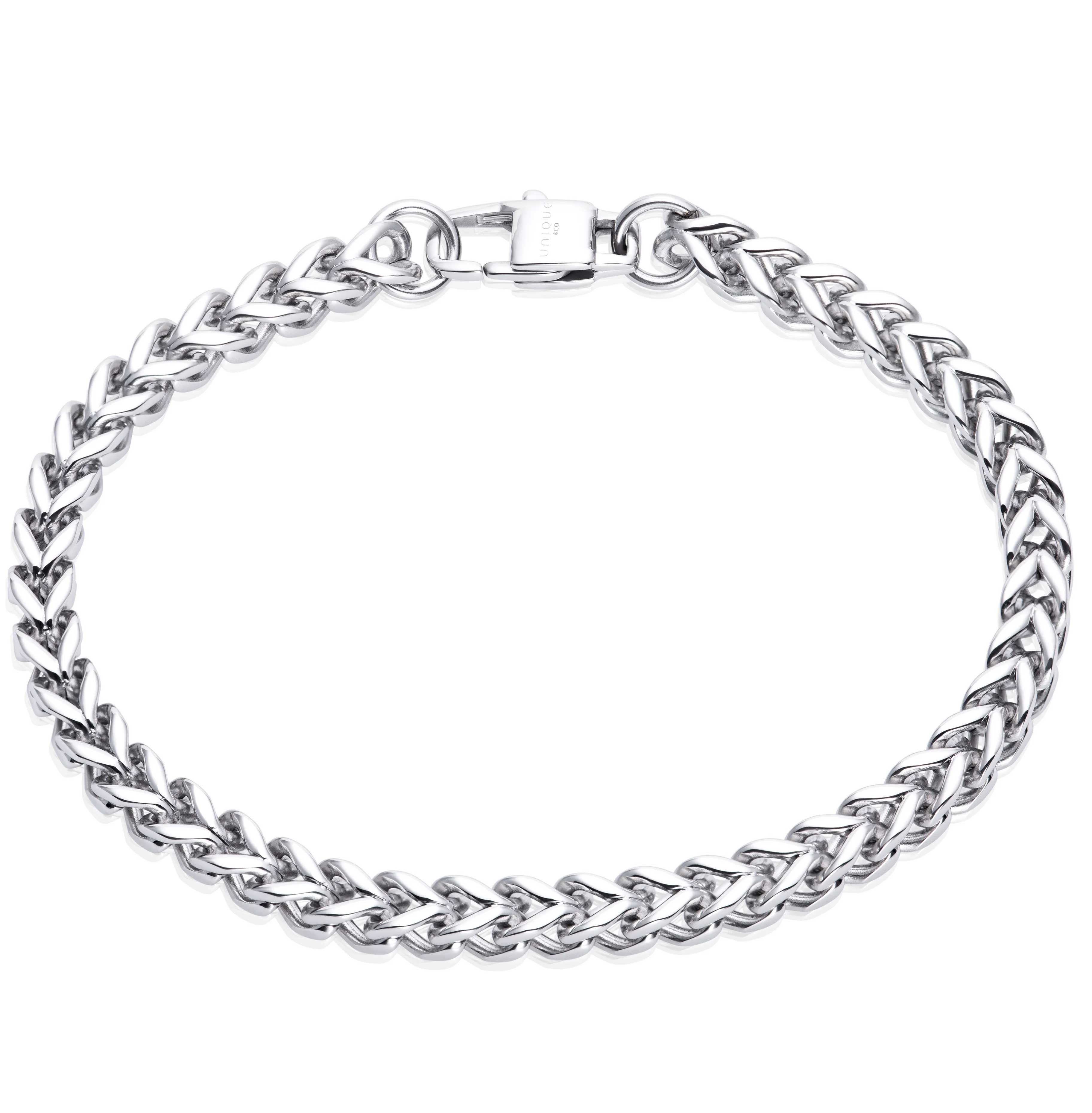 Unique & Co Men's Polished Stainless Steel Double Curb Bracelet