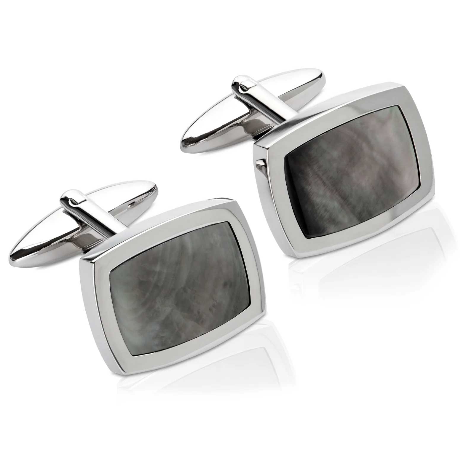 Unique & Co Men's Stainless Steel Framed Abalone Cufflinks
