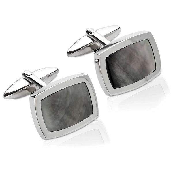 Unique & Co Men's Stainless Steel Framed Abalone Cufflinks