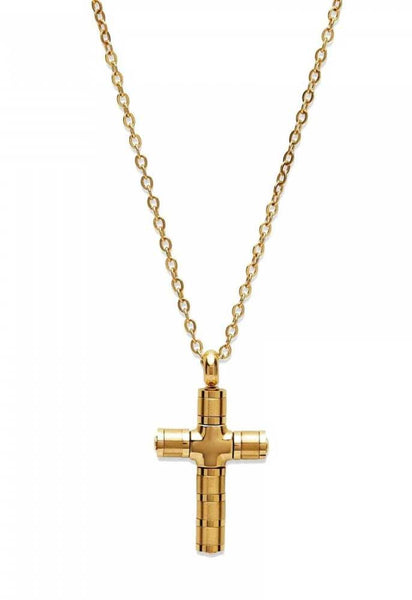 Unique Mens Gold Plated Stainless Steel Cross Necklace