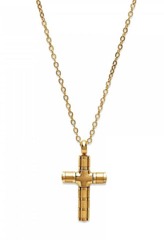 Unique Mens Gold Plated Stainless Steel Cross Necklace