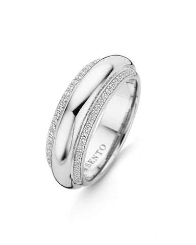 Ti Sento Sterling Silver & Cubic Zirconia Wide Ring