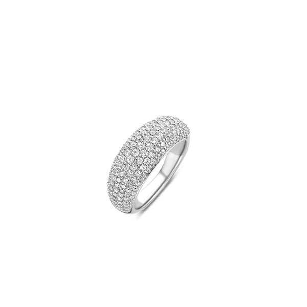 TI SENTO Silver Domed Pavé Set Ring 12172ZI