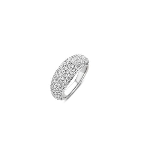 Shop Ti Sento: Braided Pave Gold Silver Wide Band Milano Ring