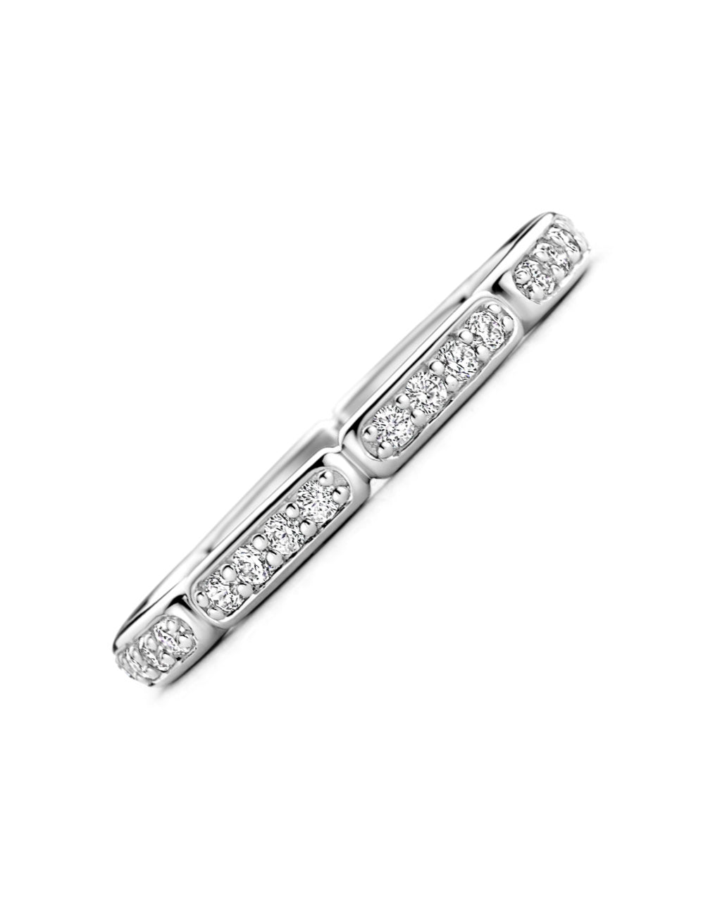 Ti Sento Silver & Cubic Zirconia Sectioned Band Ring 12269ZI