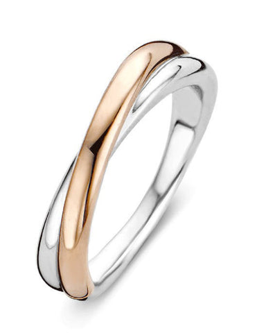 Ti Sento 18ct Rose Gold Plated Silver Crossover Ring