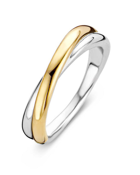 Ti Sento 18ct Gold Plated Silver Crossover Ring