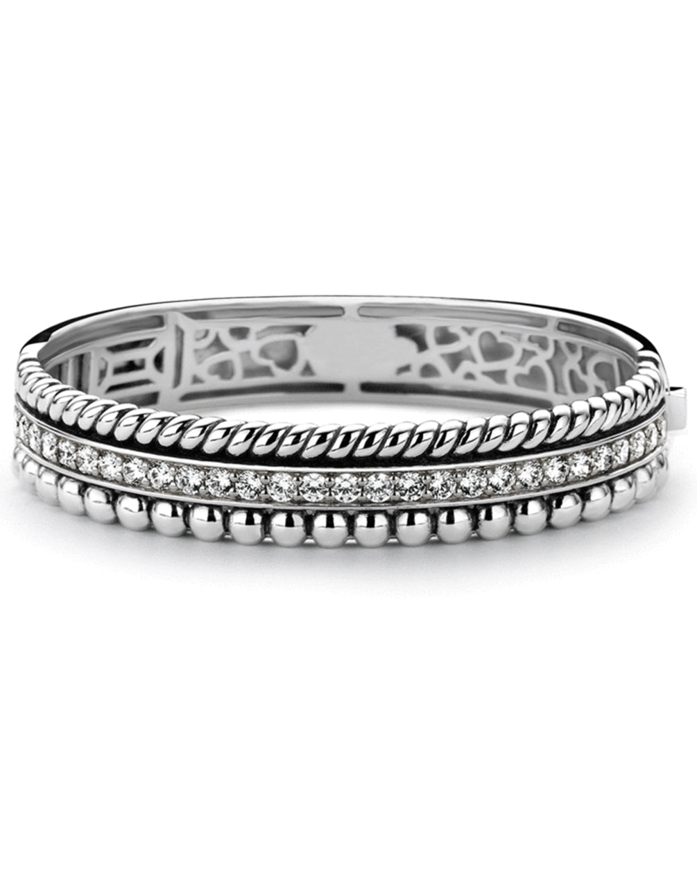 Ti Sento Large Sterling Silver Bangle with Cubic Zirconia