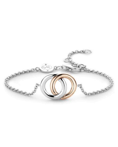 Ti Sento Double Halo Silver & 18ct Rose Gold Plated Bracelet