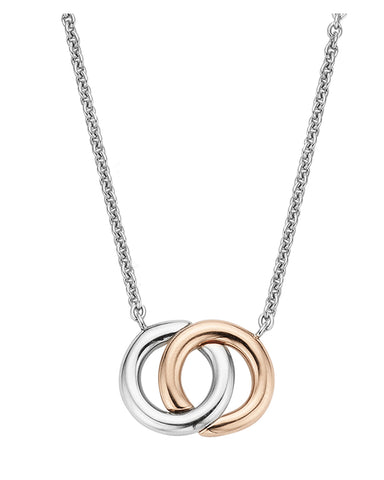 Ti Sento Double Halo Silver & 18ct Rose Gold Plated Necklace