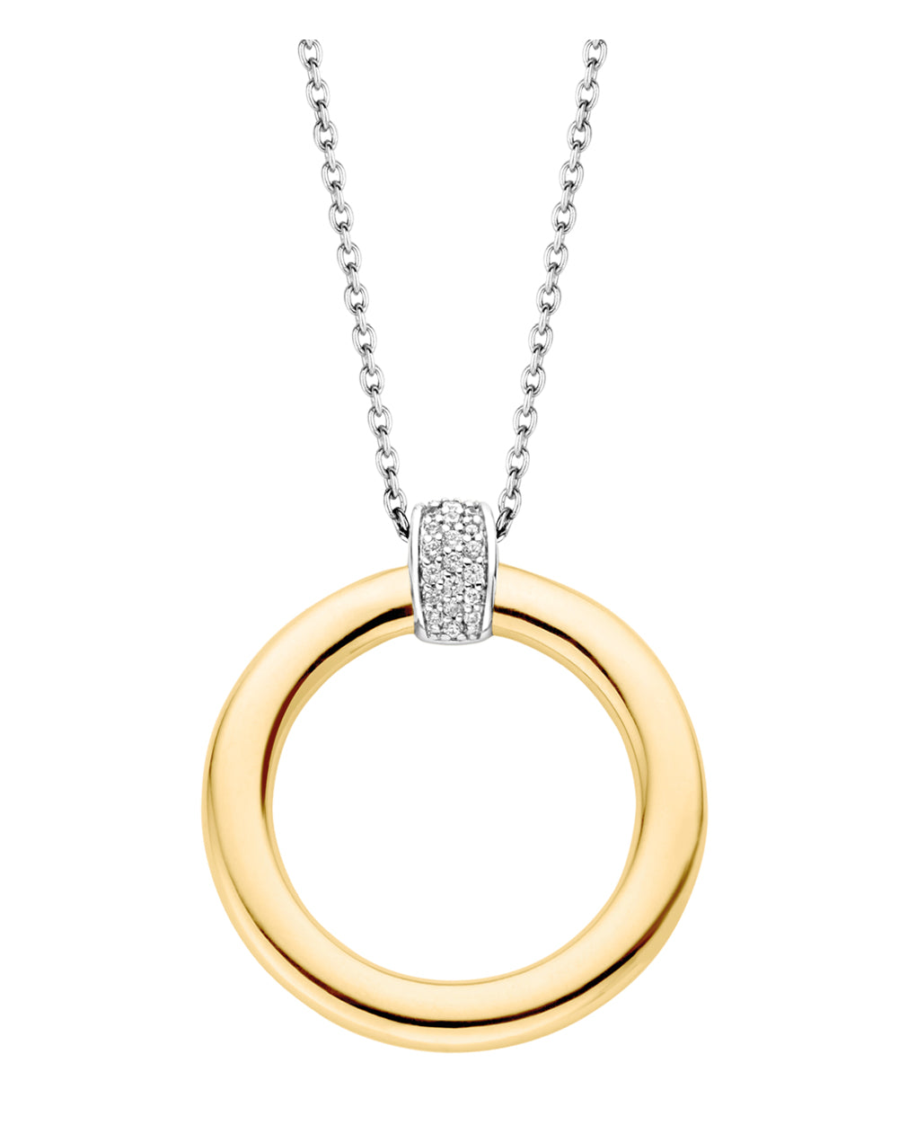 Ti Sento 18ct Yellow Gold Plated Silver & Zirconia Circle Necklace