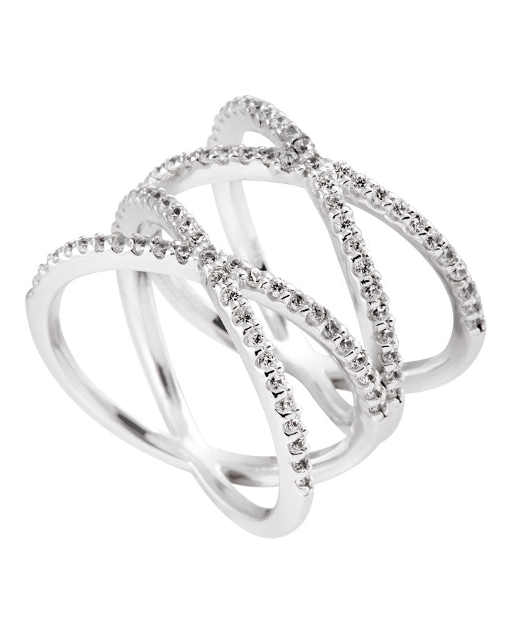 Diamonfire Silver Double Crossover Ring 61/1791/1/082 Knight