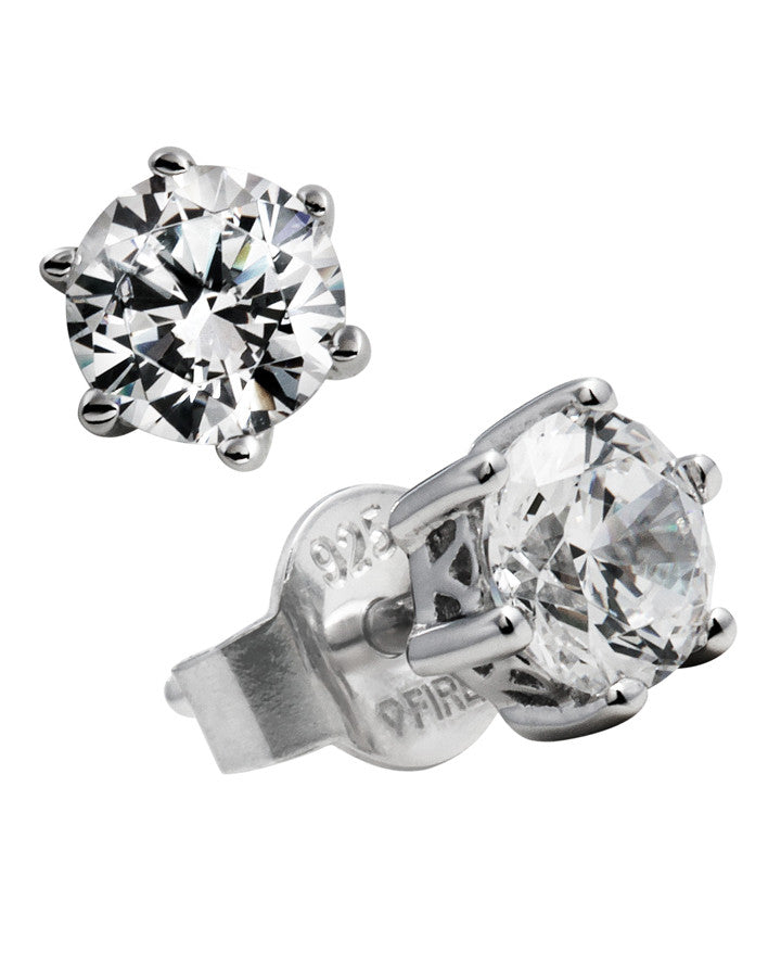 Diamonfire Sterling Silver & Cubic Zirconia 6 Claw Stud Earrings - 62/1267/1/082