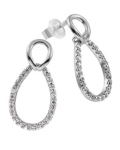Diamonfire Oval Silver & Cubic Zirconia Earrings 62/1754/1/082