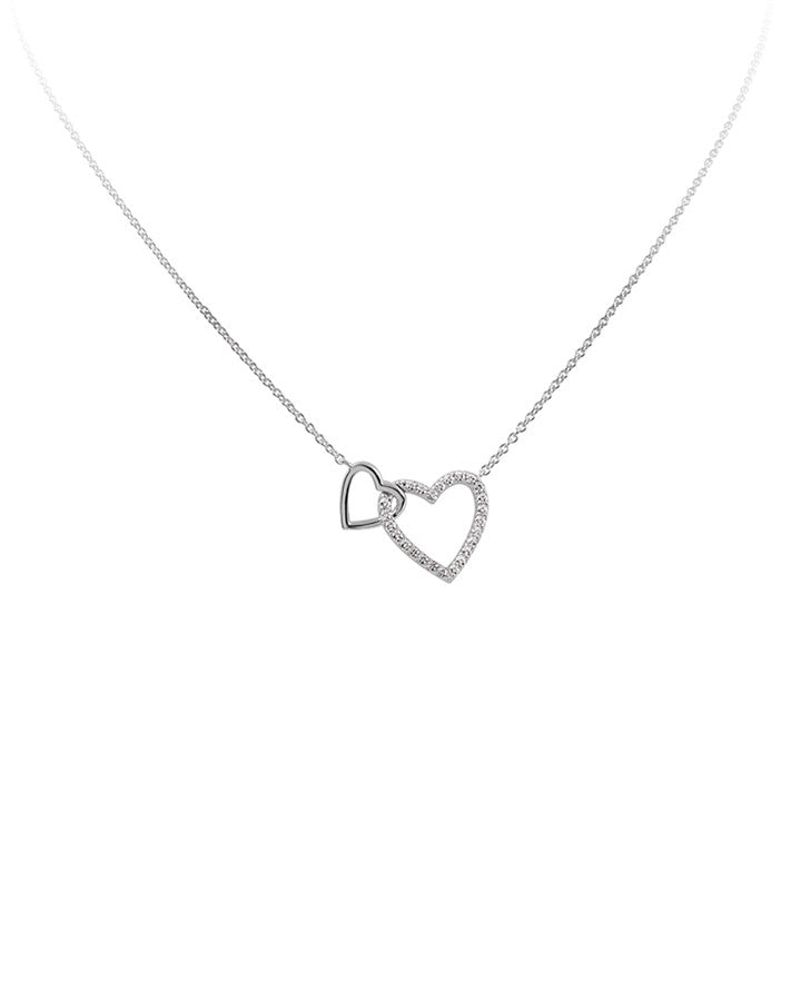 Diamonfire Double Heart Collier Necklace - 63/0983/1/082 