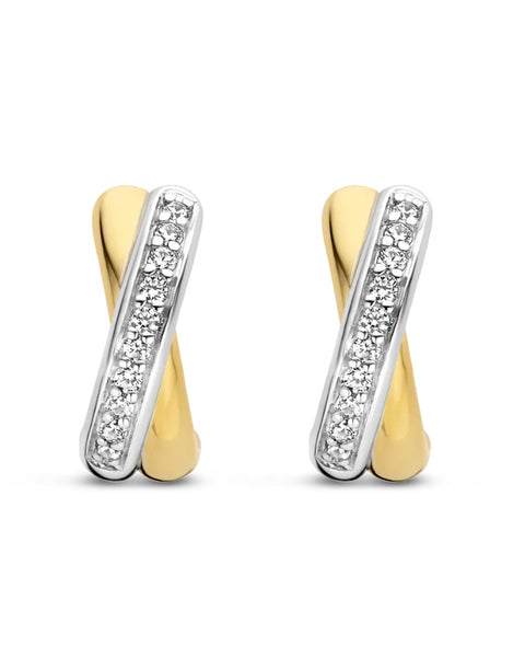 Ti Sento 18ct Gold Plated Silver & Zirconia Twist Hoop Earrings 7667ZY