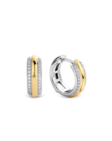 Ti Sento 18ct Yellow Gold Plated Silver & Zirconia Hoop Earrings