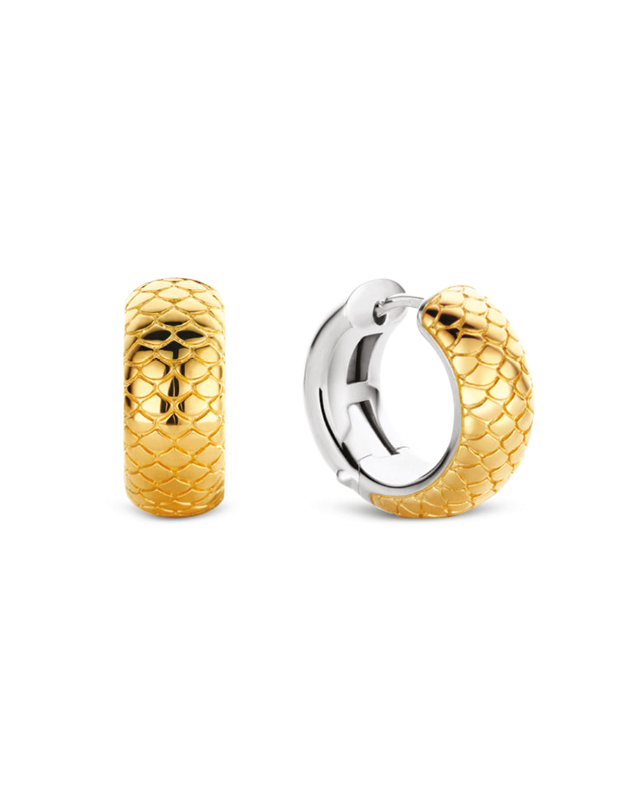 Ti Sento 18ct Yellow Gold Plated Silver Snake Skin Hoop Earrings