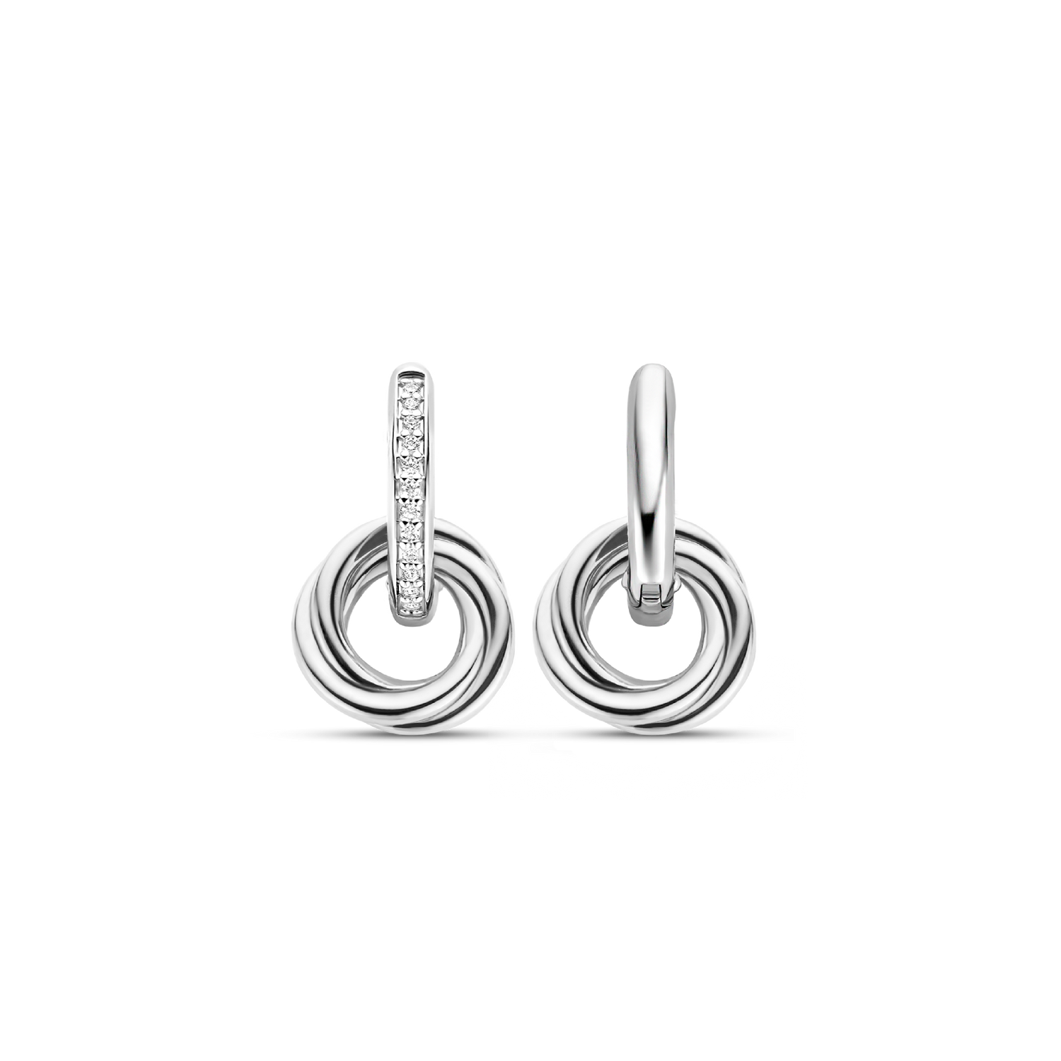 TI SENTO Silver Milano Earrings 7857Z1 FRONT AND SIDE