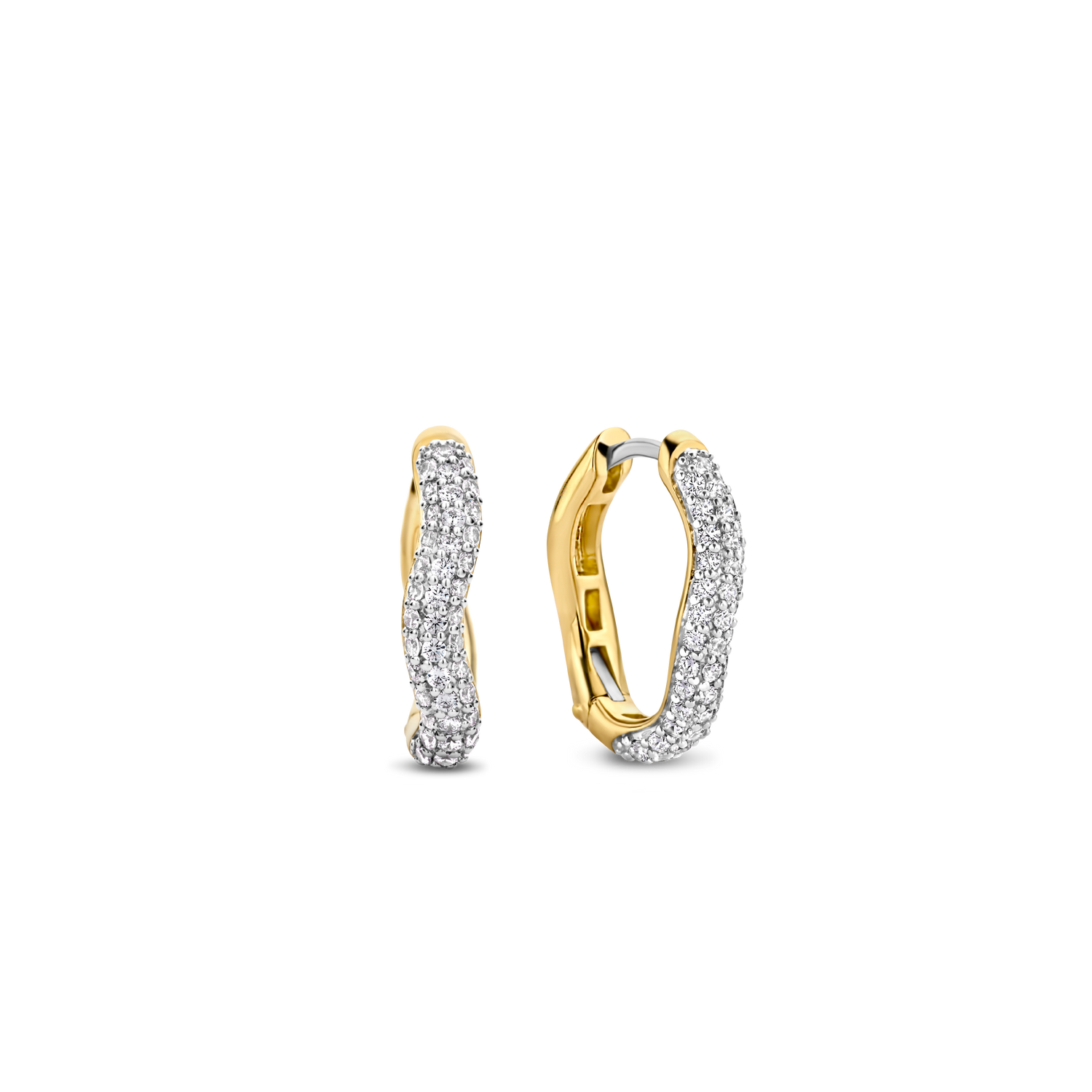 Ti Sento 18ct Gold Plated Silver Pavé Set Ripple Hoops 7882ZY