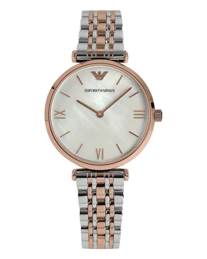 Emporio Armani Womens Silver & Rose Gold Watch AR1683