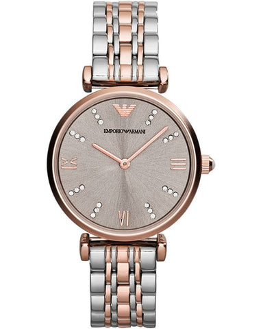 Emporio Armani Womens Two-Tone Steel & Rose Watch AR1840