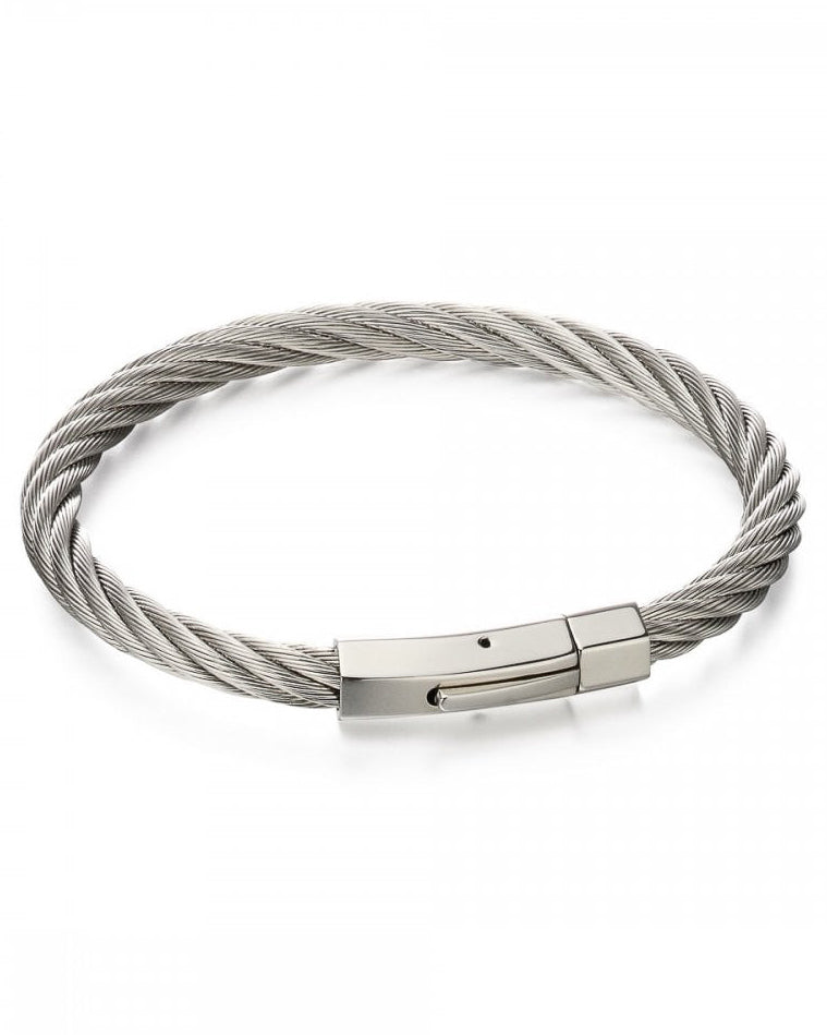 Men's Stainless Steel Cable Inlay Link Bracelet