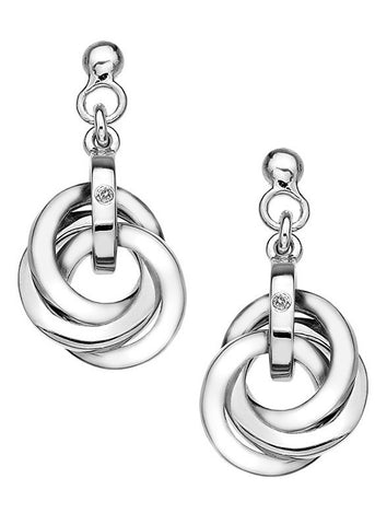 Hot Diamonds Trio Silver Interlocking Earrings