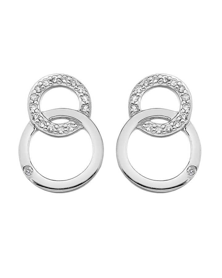 Hot Diamonds Bliss Interlocking Circles Sterling Silver Stud Earrings - DE533