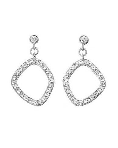 Hot Diamonds Silver Behold White Topaz Statement Earrings DE654