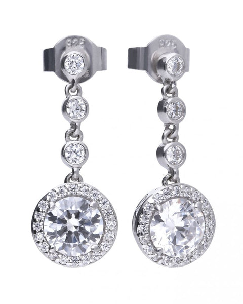Diamonfire Silver & Cubic Zirconia Round Drop Earrings