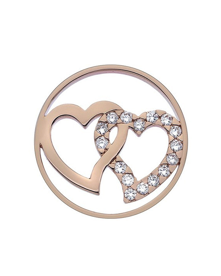 Emozioni Double Heart Rose Gold 33mm Coin - EC293