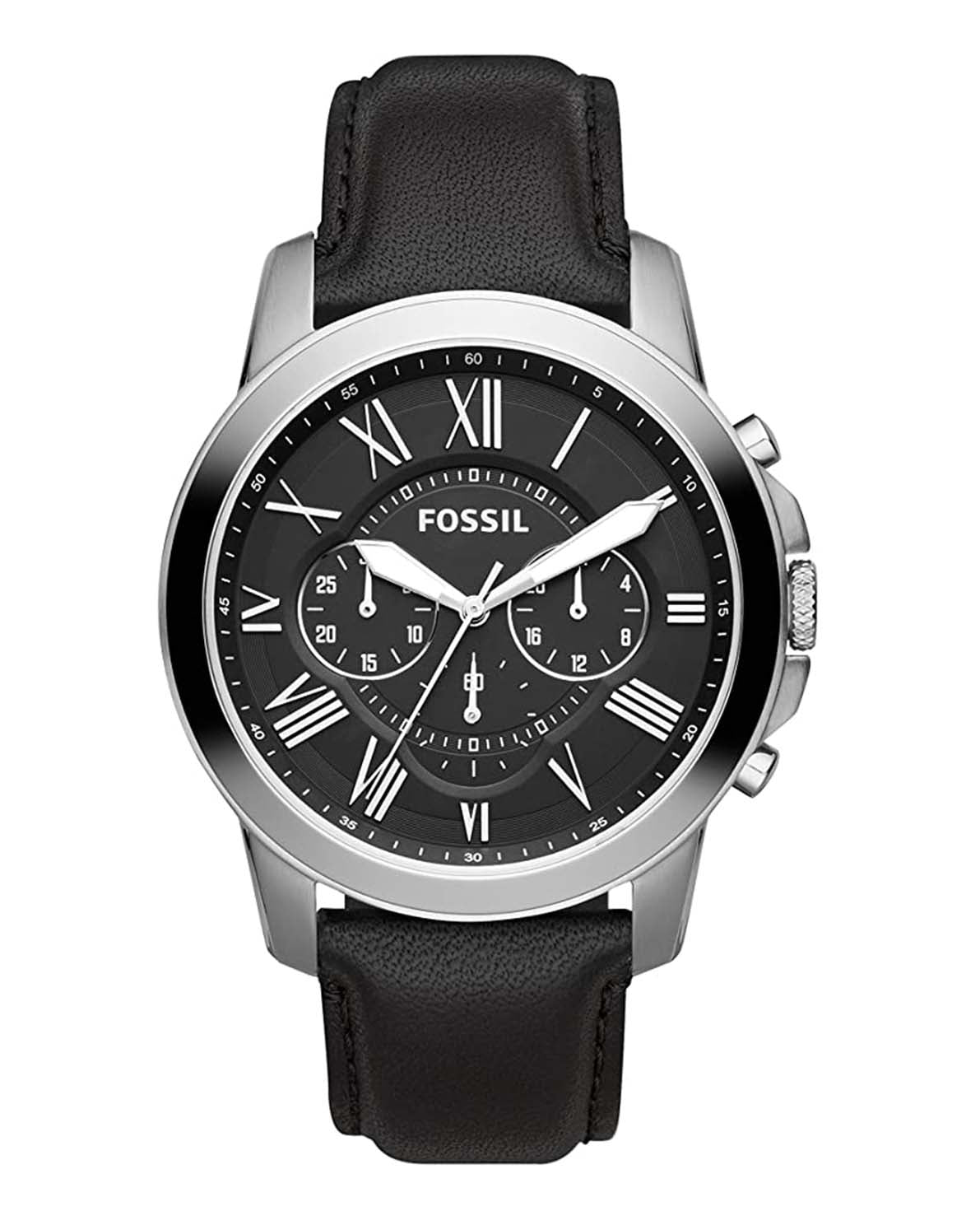 Fossil Grant Chronograph Black Leather Mens Watch