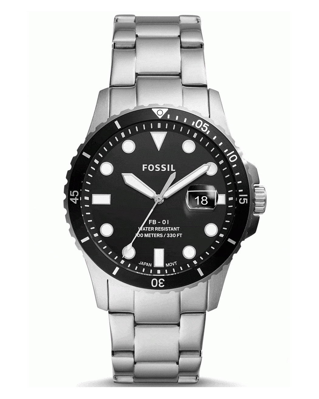 Fossil FB-01 Stainless Steel Black Dial Mens Watch