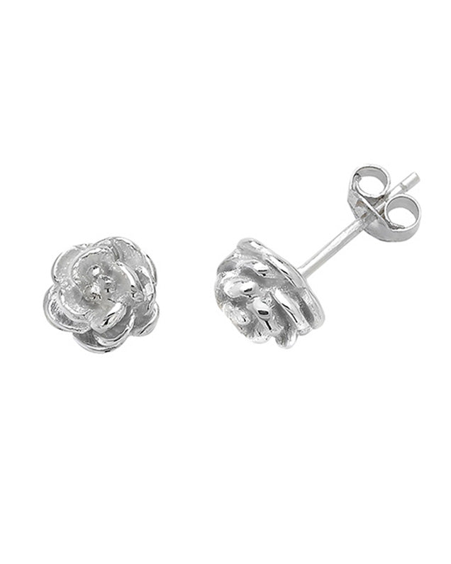 Solid Silver Rose Stud Earrings