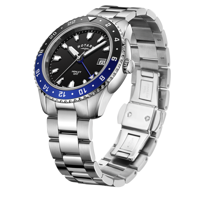 Rotary Henley GMT Black and Blue Watch GB05108 63